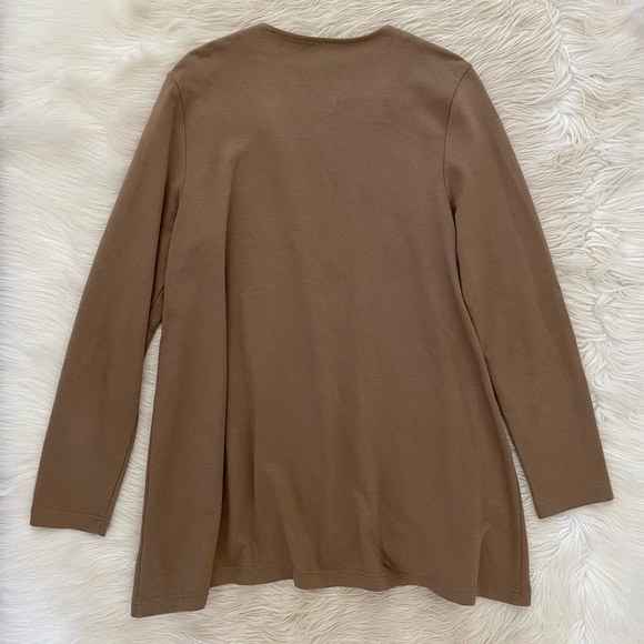J. Jill Pure Jill Pima Cotton Tan Brown Longline 2 Way Asymmetrical Zip Jacket - Picture 8 of 11